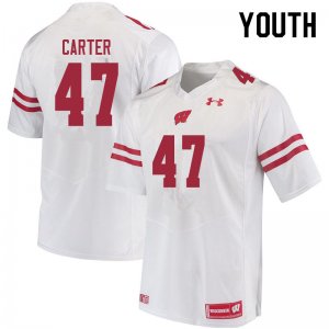 Youth Wisconsin Badgers NCAA #47 Nate Carter White Authentic Under Armour Stitched College Football Jersey BS31H85GX